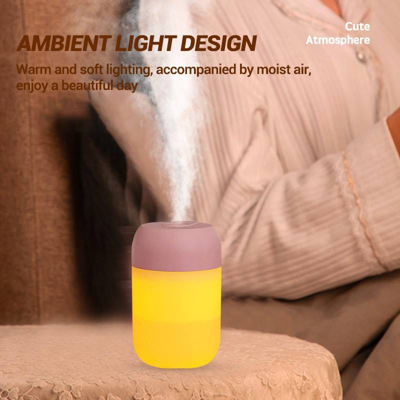 Picture of MDHL Brand High Quality Humidifier Aroma Oil Diffuser Ultrasonic Mini USB Cool Mist Humidifier with Colorful Night Light for Home Car 300ml White