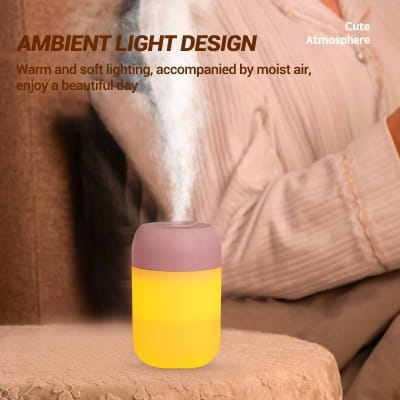 Picture of MDHL Brand High Quality Humidifier Aroma Oil Diffuser Ultrasonic Mini USB Cool Mist Humidifier with Colorful Night Light for Home Car 300ml White