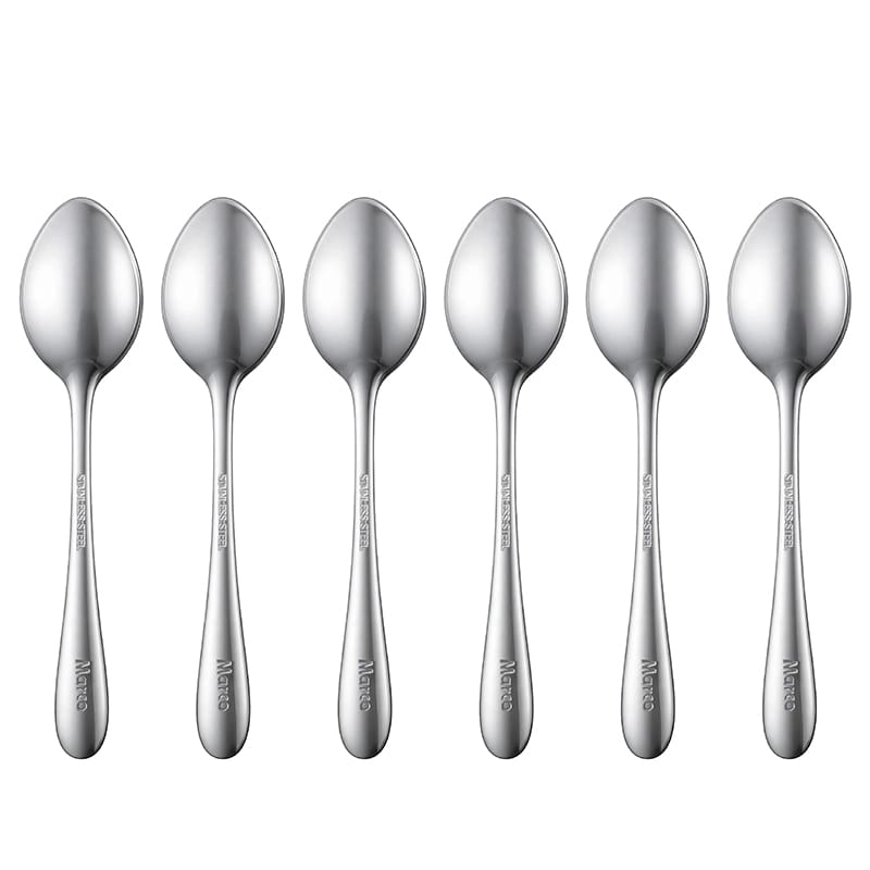 Picture of Marco Brand Minimalist Modern Silver Color Dessert Coffee Stirring 6 pieces Stainless Steel Spoon Set Suitable for Enjoying Sweets Desserts and Savories Silver