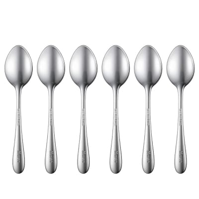 Picture of Marco Brand Minimalist Modern Silver Color Dessert Coffee Stirring 6 pieces Stainless Steel Spoon Set Suitable for Enjoying Sweets Desserts and Savories Silver