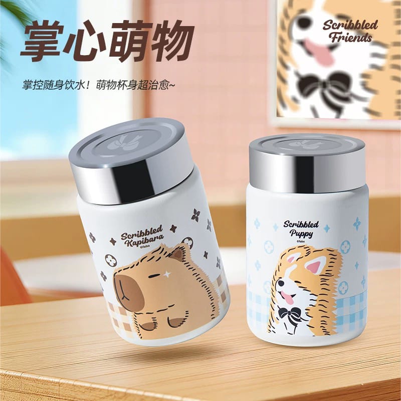 Picture of Cute Cartoon Capybara Mini Portable Vacuum Thermos Cup 6-12 Hours Thermal Insulation Stainless Steel Gift Cup Girls Office Multicolor