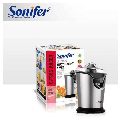 Picture of Sonifer SF-5526 High Quality New Home Professional Stainless Steel Mini Automatic Hand Press Electric Plastic Citrus Juicer 2022 Silver