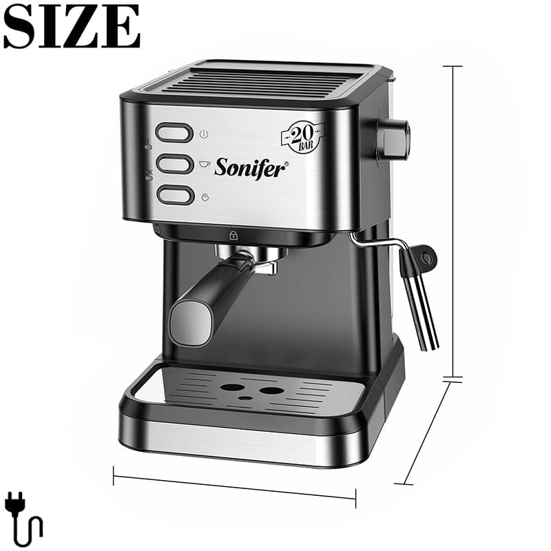 Picture of Sonifer SF-3574 Home Use 220V High Quality 20 bar 1.5L Water Tank Electric Steam Commercial Coffee Machine Espresso Coffee Maker Black
