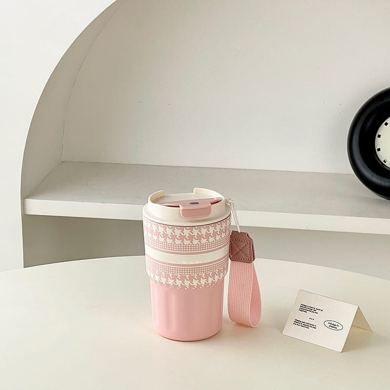 Picture of 360ml Premium Quality and design Stainless Steel Stylish Retro Modern Coffee Tea Water Cup With ribbon For Daily Life Office Study Dining Outdoor Activity 