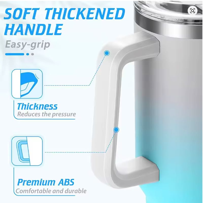 Picture of Trendy 40oz (NON-VACUUM; SPILLS WATER WHEN TILTED) Insulated Tumbler with Handle and Straw for Daily Life Travel Iced Coffee Cup Reusable Stainless Steel Insulated Water Bottle 1183ml 