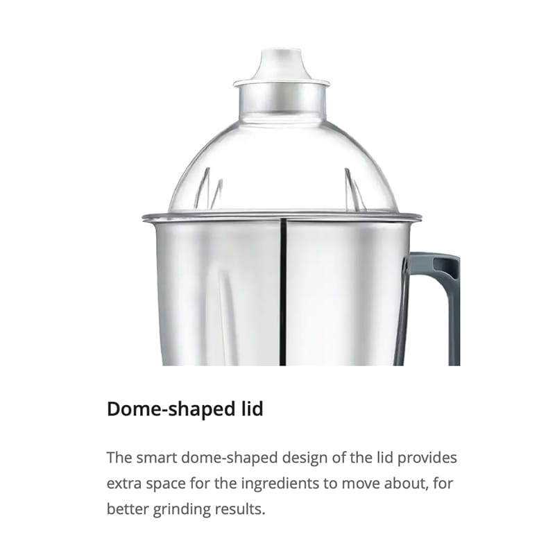 Picture of Prestige Delight 750 W Mixer Grinder, 3 Stainless Steel Jars (1500 ml, 1000 ml, 300 ml) (Charcoal Grey) Charcoal
