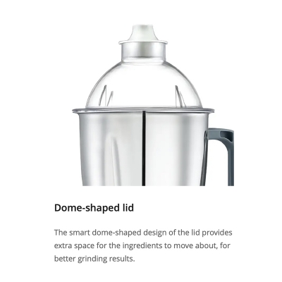 Picture of Prestige Delight 750 W Mixer Grinder, 3 Stainless Steel Jars (1500 ml, 1000 ml, 300 ml) (Charcoal Grey) Charcoal