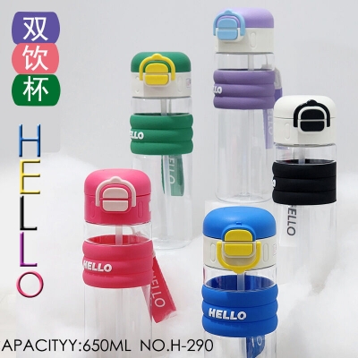 Picture of Premium Grade Latest model new unique design Unbreakable Water Bottle 650ml with straw BPA Free, Leak-Proof Water Bottle Ideal for Office, Sports, School, Gym - Polycarbonate & Polypropylene 