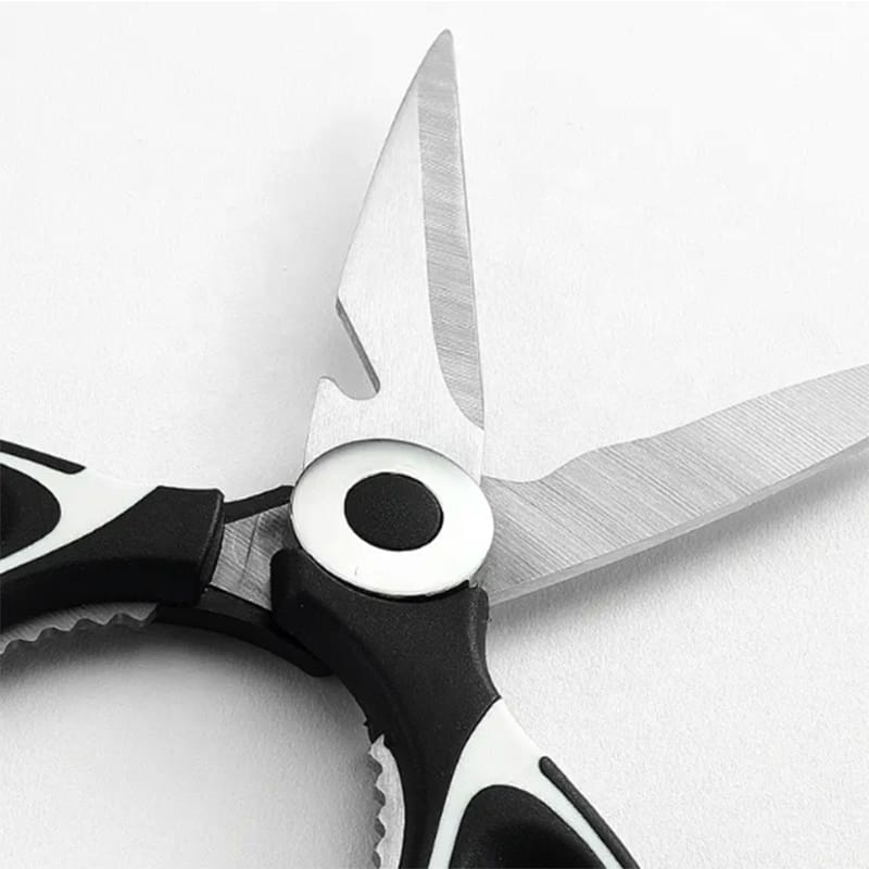 Picture of 2024 Hot Selling Kitchen Accessories Stainless Steel Scissor Multifunctional Plastic Handle Heavy Duty Kitchen Scissors with protect cover Black
