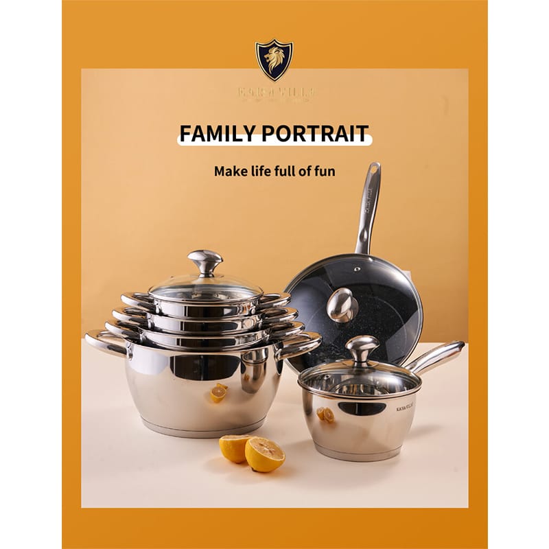 Picture of KAISA VILLA KV-6662 Stainless Steel Cookware Non Stick Nonstick Cooking Ware Set Cookware Non Stick Pot Set Silver