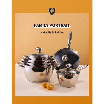 Picture of KAISA VILLA KV-6662 Stainless Steel Cookware Non Stick Nonstick Cooking Ware Set Cookware Non Stick Pot Set Silver