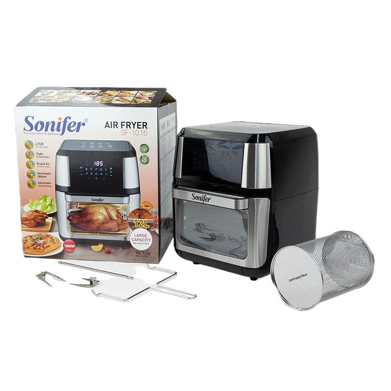 Picture of Sonifer SF-1016 new 2022 kitchen 1800W large capacity multifunctional automatic electric digital touch screen 12 liter air fryer Air Fryer 80% less Oil Consumption Fry, Grill, Roast, Bake, Reheat Easy to Clean Frying Basket Black