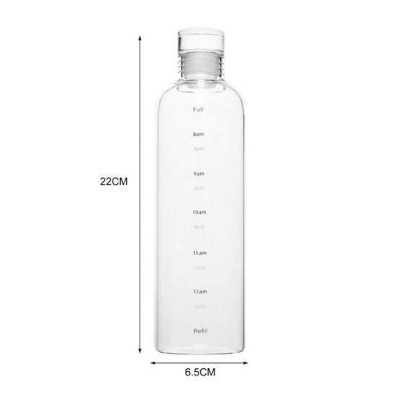 Picture of Clear Glass Water Bottles With Time Marker And Airtight Lids, Reusable Glass Drinking Bottles, Drink Water Bottle 500ml，Suitable For Drinks, Juices, Sodas, Coke, As Gifts Etc.(500ml) 