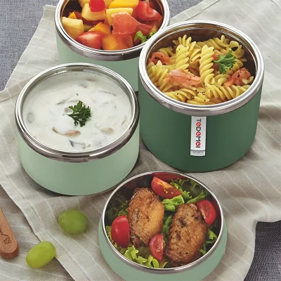 Picture of Tedemei Brand 3 Layers 1.43 Liters Stainless Steel Lunch Box with additional layer at the top 