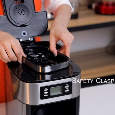 Picture of Coffee Maker with attached Coffee Bean Grinding Sonifer SF-3541 home smart digital 1.2 liter electric automatic bean to cup coffee maker with grinder machine Black