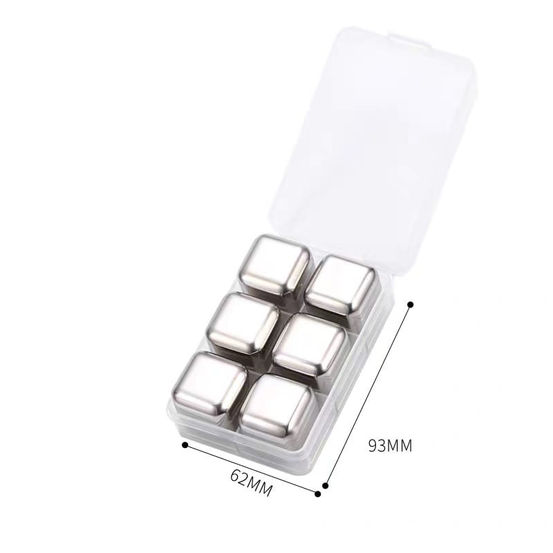 Picture of Food Grade 304 Stainless Steel Beverage Ice Cube New Type Square Metal for Drinks Silver