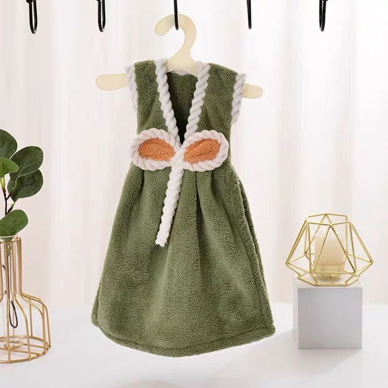 Picture of Microfiber One Piece Hand Towel with Hanger Beautiful Design High Absorbent Colorful Home Decoration Girl Frock Dress Shape Cute Modern Aesthetic Premium Quality Multicolor