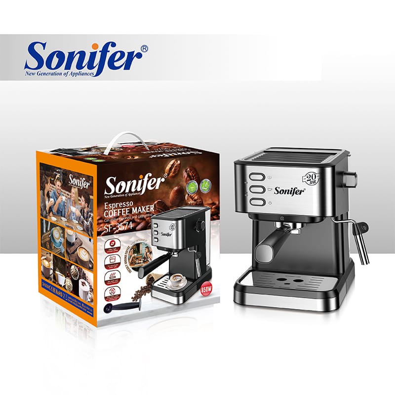 Picture of Sonifer SF-3574 Home Use 220V High Quality 20 bar 1.5L Water Tank Electric Steam Commercial Coffee Machine Espresso Coffee Maker Black
