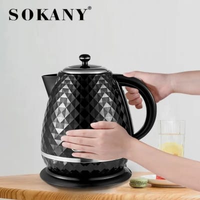 Picture of SOKANY SK-1032 Electric Kettle with 2200W Power and 1.7L Capacity Unique Diamond Design Black