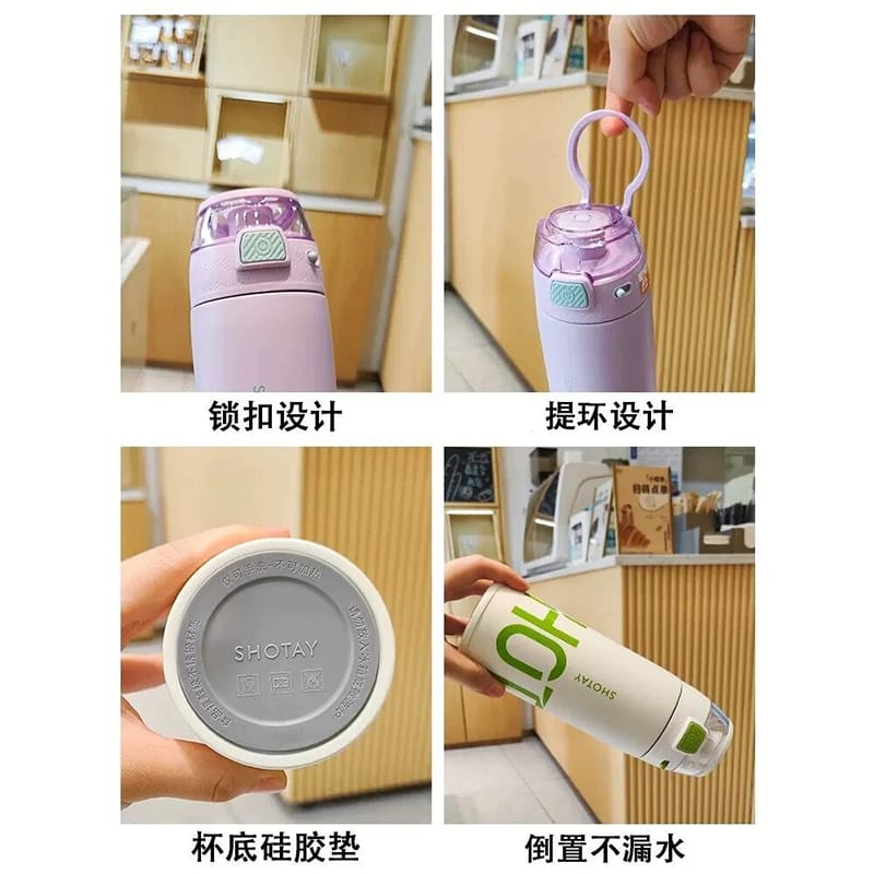 Picture of 2025 Latest Model SHOTAY Brand 530ml Small Tea Cup Water Cup Food Grade Mini Thermos Cup Travel Personalised 316 High grade stainless steel thermos for school outdoor office home perfect for students and all Compact and Portable student good-looking 