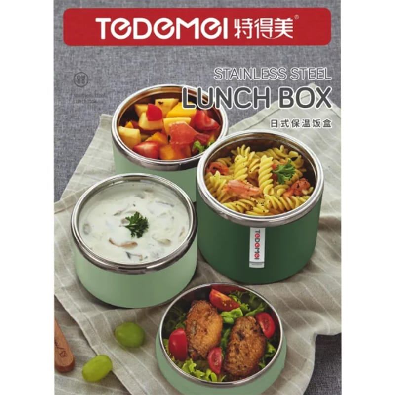Picture of Tedemei Brand 3 Layers 1.43 Liters Stainless Steel Lunch Box with additional layer at the top 