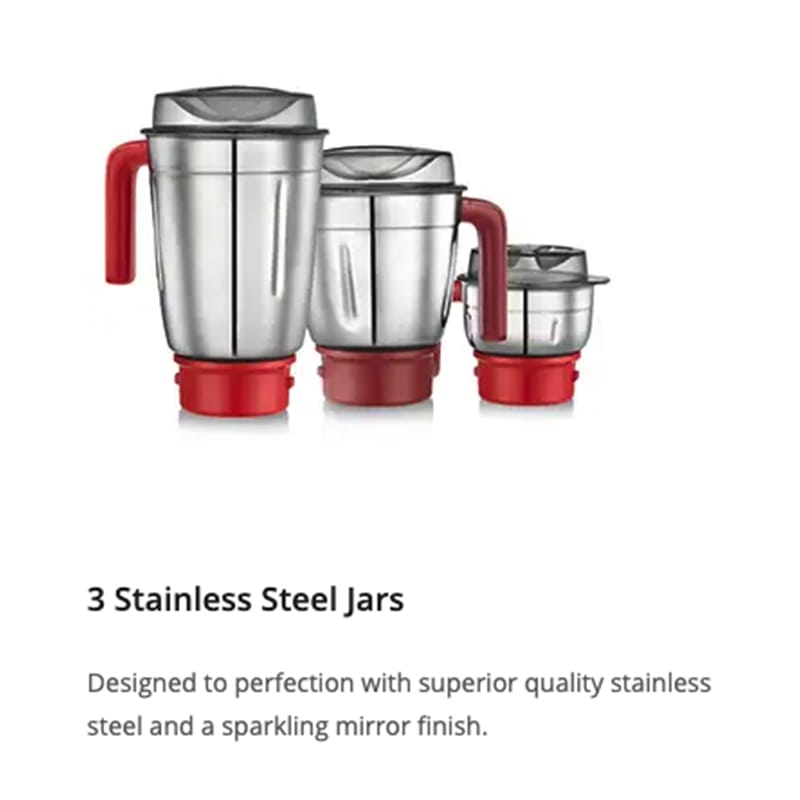 Picture of Prestige Stylo 750 V2 Juicer Mixer Grinder (3 Jars, Red)