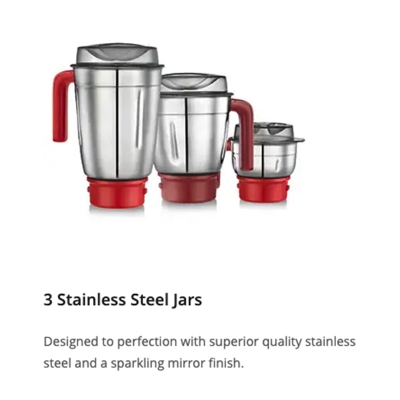Picture of Prestige Stylo 750 V2 Juicer Mixer Grinder (3 Jars, Red)