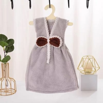 Picture of Microfiber One Piece Hand Towel with Hanger Beautiful Design High Absorbent Colorful Home Decoration Girl Frock Dress Shape Cute Modern Aesthetic Premium Quality Multicolor