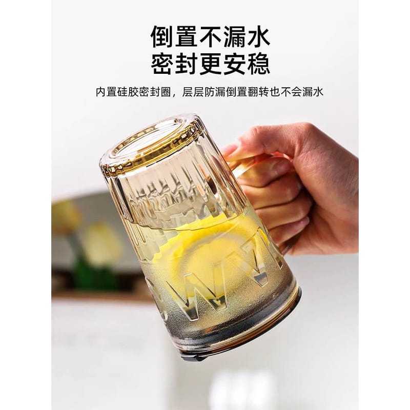 Picture of Glass Drinking Mug 435ml Retro Fashion With Straw High Quality Glassware For Personal Office Students Gifts 