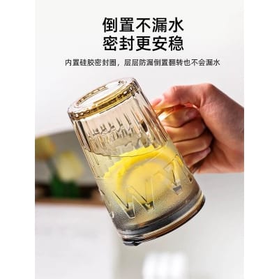 Picture of Glass Drinking Mug 435ml Retro Fashion With Straw High Quality Glassware For Personal Office Students Gifts 