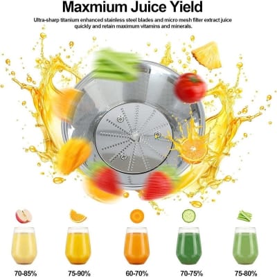 Picture of Hot Selling Prestige Juicer Extractor Machine Orange Juicer Slow Cold Press Juicer Compact Size Lower Noise Big Mouth 1000 watts Black