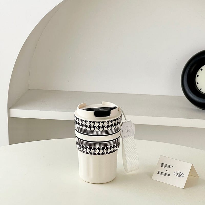Picture of 360ml Premium Quality and design Stainless Steel Stylish Retro Modern Coffee Tea Water Cup With ribbon For Daily Life Office Study Dining Outdoor Activity 