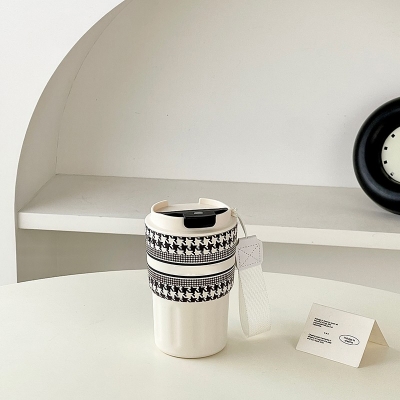 Picture of 360ml Premium Quality and design Stainless Steel Stylish Retro Modern Coffee Tea Water Cup With ribbon For Daily Life Office Study Dining Outdoor Activity 