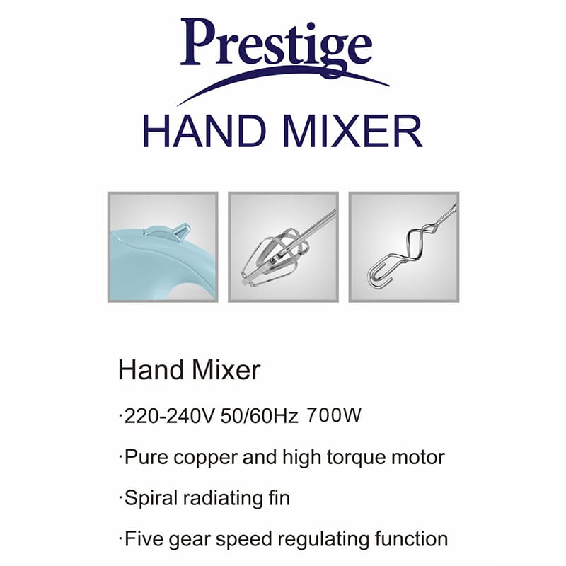 Picture of Prestige Ergonomic Luxury design Multi-Functional Electric Egg beater For Cream Whipping Stirring Mixing in Household Light blue