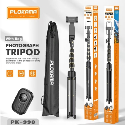 Picture of Plokama PK-998 Photograph Tripod & Selfie Stick with Remote (6.5ft )