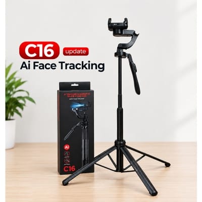 Picture of C16 Update 2.0 Gimbal Stabilizer AI Face Tracking Selfie Stick Tripod & Wireless Remote-(6 Ft)