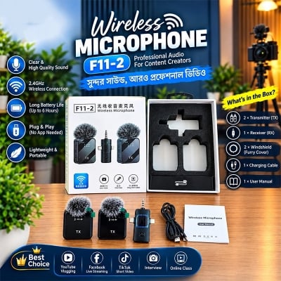 Picture of F11-2 Wireless Microphone For IPhone , Android and Camera Support