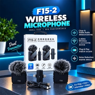 Picture of F15-2 Wireless Microphone 2 in 1 Collar Android & IPhone  with Noise Reduction
