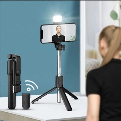 Picture of R1S Bluetooth Integrated Selfie Stick with Light and Bluetooth Remote Control