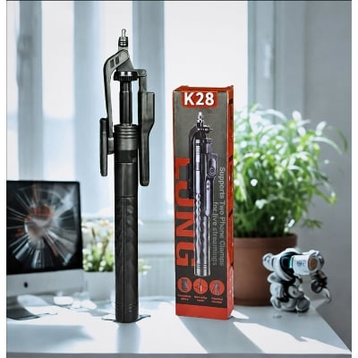 Picture of K28 360 Degree Rotation Selfie Stick Tripod - 5 foot - Black
