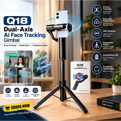 Picture of Q18 Dual-Axis AI Face Tracking Gimbal Stabilizer & Tripod