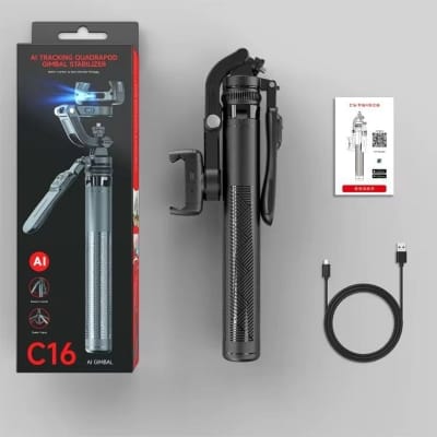 Picture of C16 Update 2.0 Gimbal Stabilizer AI Face Tracking Selfie Stick Tripod & Wireless Remote-(6 Ft)