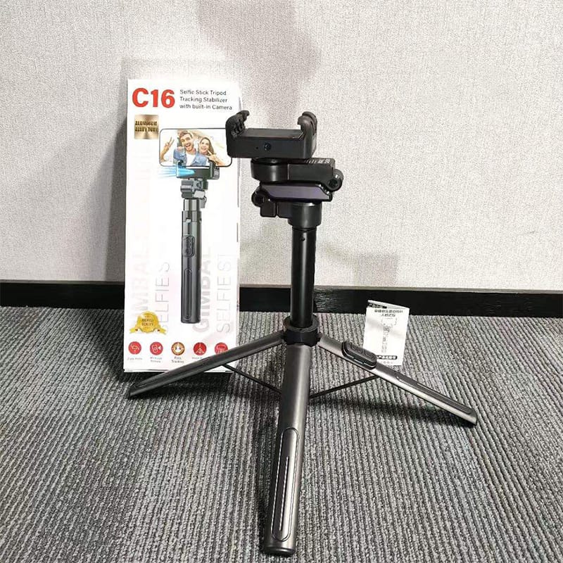 Picture of C16 Handheld Gimbal Stabilizer AI Face Tracking Selfie Stick & Wireless Remote (4.5ft)