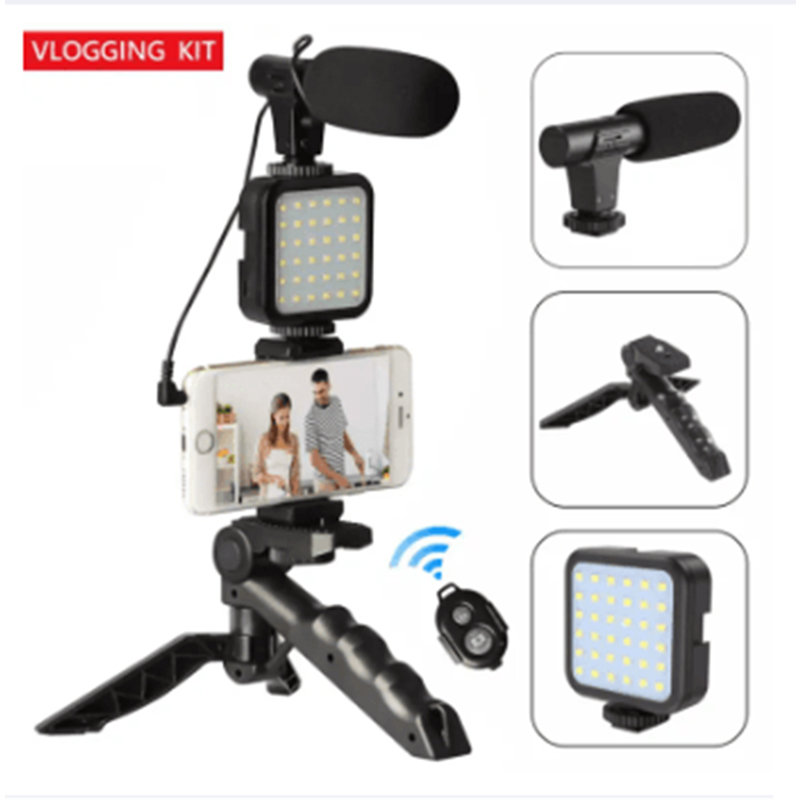 Picture of Video making kit set AY-49 Phone Vlog Tripod Kit with Remote Control, Microphone, and LED Light