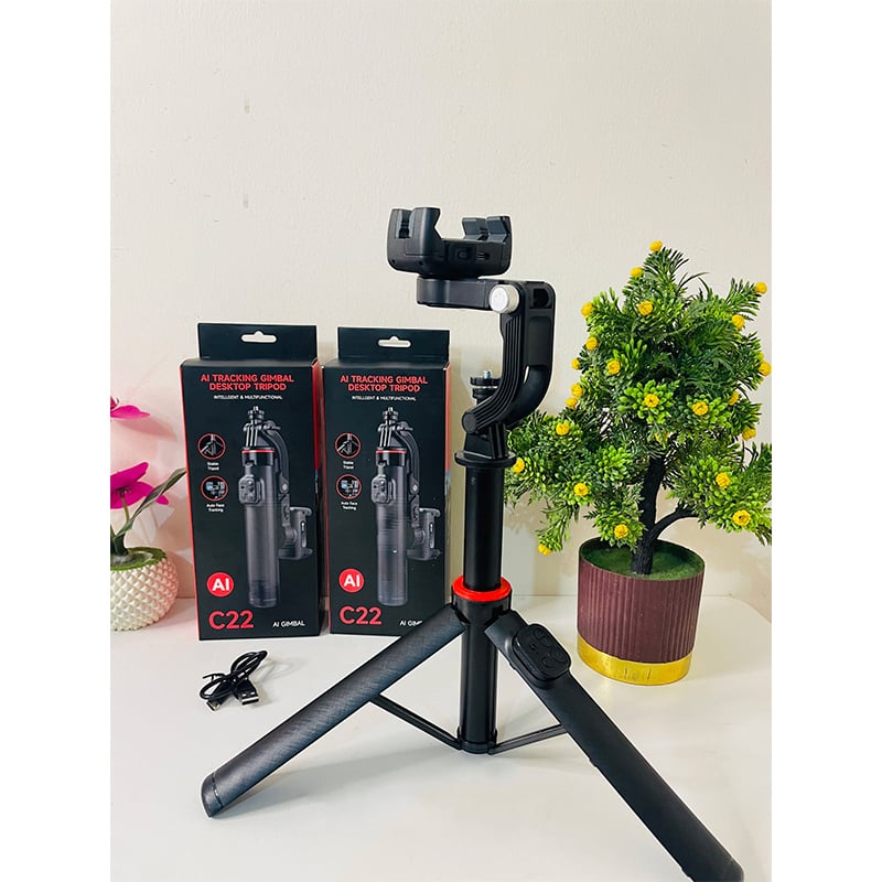 Picture of C22 Handheld Gimbal 360Â° AI Face Tracking Shoot Stabilizer Tripod with Multifunction Remote