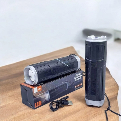 Picture of SY-322 Telescopic Zoomable Rechargeable Flashlight & Wireless Bluetooth Speaker, Outdoor Flashlight, Subwoofer, Portable TWS Card Speaker