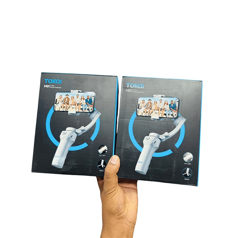 Picture of TOKQI M01 Handheld gimbal 3-axis stabilizer AI face following camera stand mobile phone holder