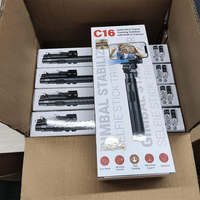 Picture of C16 Handheld Gimbal Stabilizer AI Face Tracking Selfie Stick & Wireless Remote (4.5ft)