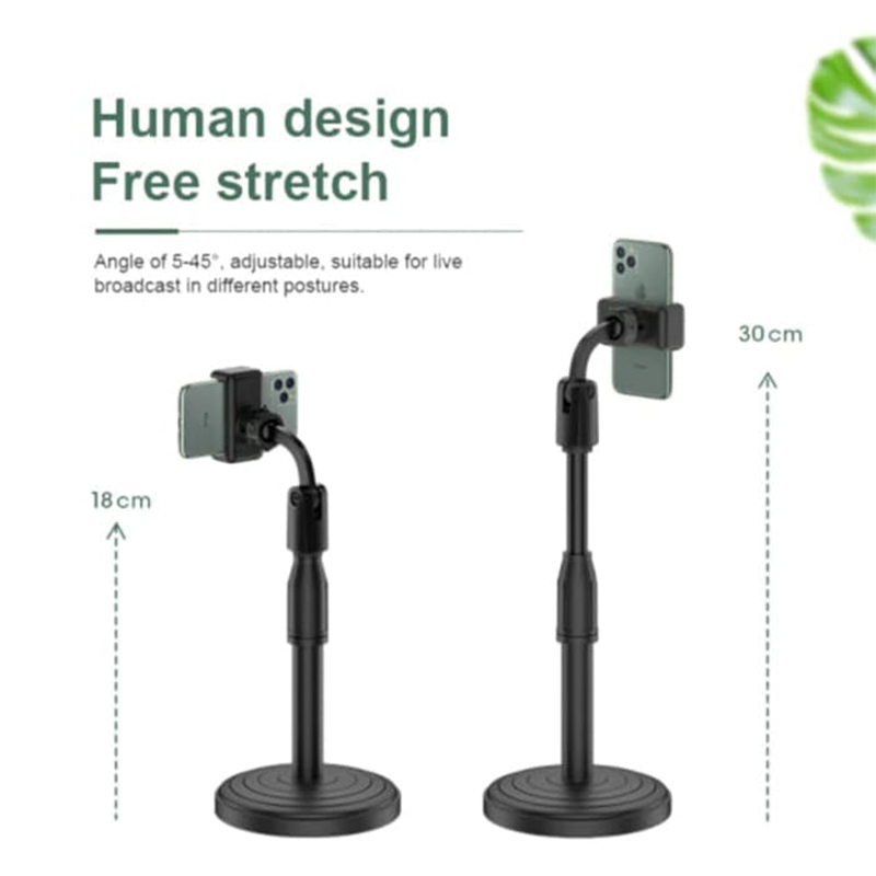 Picture of Desktop Mobile Phone Holder Height Adjustable Stand & 360Â° Rotatable for Live Streaming Shoot YouTube TikTok Video Round Base Smartphone - Mobile Stand