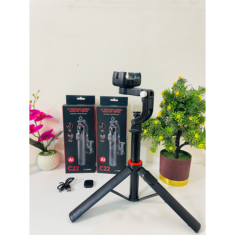 Picture of C22 Handheld Gimbal 360Â° AI Face Tracking Shoot Stabilizer Tripod with Multifunction Remote